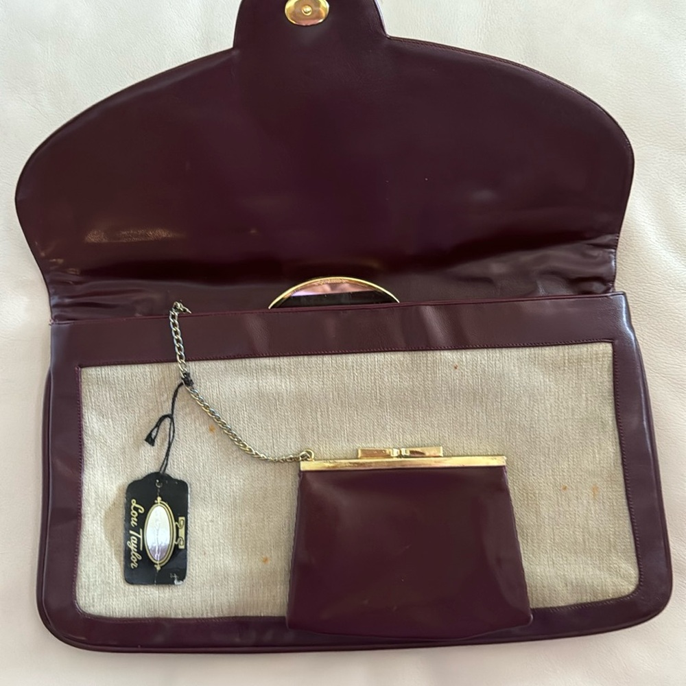 Lou Taylor Brown & Tan Cloth Large Clutch - Picture 4 of 5